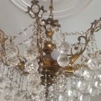 ۲ عددلوستر برنجی با گوی های اتریشی ۱۶ شعله