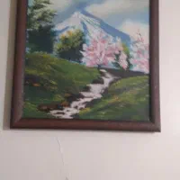 نقاشی رنگ روغن کوه های بهاری