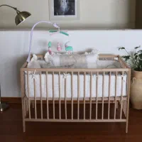 تخت نوزاد ایکیا+ تشک + محافظ تشک+ گارد محافظ تخت