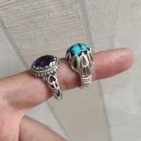 انگشتر آمیتیست و فیروزه اصل