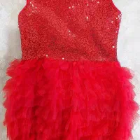 پیراهن یلدایی دخترانه پولکی قرمز|کفش و لباس بچه|گرمدره, |دیوار