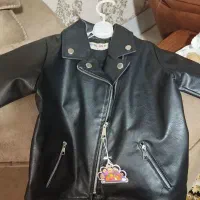 کاپشن چرم پسرانه مشکی سایز ۴