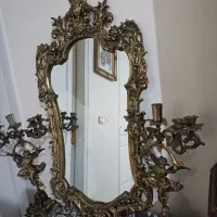 اینه و شمعدان برنز قدیمی