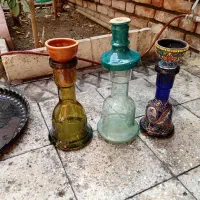 سه عدد شیشه قلیان سالم با سری