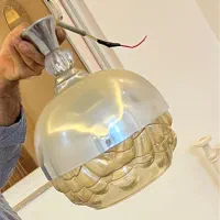 لوستر بزرگ استیل و شیشه