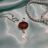 آویز عقیق با فرشته، نقره