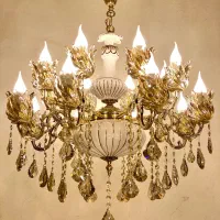 لوستر خطی چینی ۲۰شعله برنج/تعویض لوستر کهنه با نو