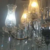 فروش فوری لوستر برنجی ۸شعله لاله بلند