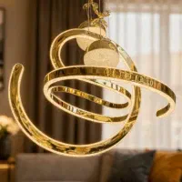 لوسترمدرنوارداتی کد۱۴۱ طلایی با گارانتی|لوستر و چراغ آویز|مراغه, |دیوار