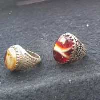 سه عدد انگشتر آلیاژی با نگین عقیق سلیمانی|جواهرات|ملکان, |دیوار