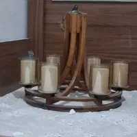 لوستر۶شاخه چوبی سالم|لوستر و چراغ آویز|رشت, رشتیان|دیوار