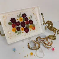 سینی تمام رزین لبه دار باغ گل