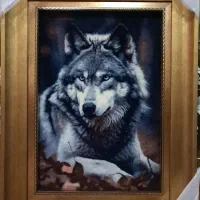 تابلوفرش دستبافت/تابلو فرش طرح گرگ خاکستری|تابلو فرش|تهران, استاد معین|دیوار