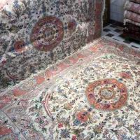 فرش دستباف جفت ۹ متری کاشمر گل ابریشم کرم دستبافت|فرش|تهران, مولوی|دیوار