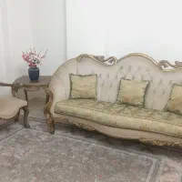 مبل استیل هفت نفره با جلو مبلی و دو عسلی