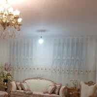 پرده حریر گل برجسته
