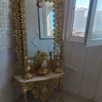 آیینە وپردە ی زبرا سە قسمتی  و شمعدانی تە رح برنزە|پرده، رانر، رومیزی|سنندج, |دیوار