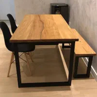 میز ناهارخوری چوب و فلز روستیک