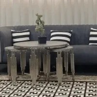 میز عسلی و جلو مبلی فلزی چهار تکه مدل پیانو