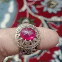 انگشتر یاقوت استارو زنجیر گردنبندنقره و تسبیح نگین