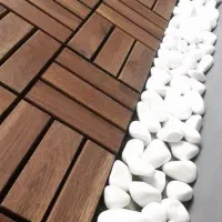 تایل چوبی ۳۰×۳۰ ترموود سنگ سفید قلوه سنگ