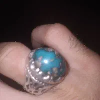 انگشتر فیروزه نبشابور اصل با رگه