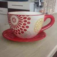 ظرف دکوری فنجان بشقاب بزرگ مناسب آشپزخانه یا گل