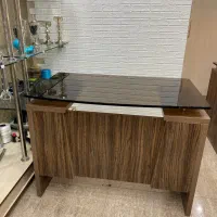 میز اداری چوبی رویه شیشه