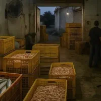 کارگر باسواد در کارگاه جمع اوری ماهی (قشم)