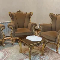 مبلمان ۷ نفره نیمه استیل ورق طلا|مبلمان خانگی و میز عسلی|ری, شهادت|دیوار