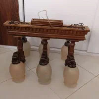 لوستر 6شعله چوبی
