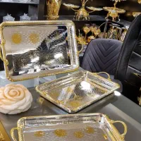 سینی سه سایز اماراتی سایز بزرگ توگود وارداتی سیلور