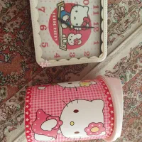 ست ساعت دیواری و سطل زباله هلو کیتی