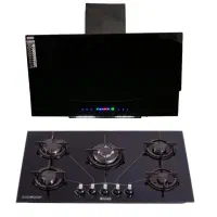 پک کامل هود و اجاق گاز شیشه‌ای/ پنج شعله/ هود لمسی