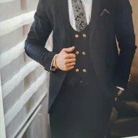 کت و شلوار کلاسیک خط دار سایز 48 همراه با ژیله|لباس|میانه, |دیوار