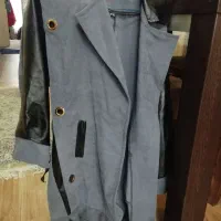 پالتو پاییزونه زنونه کبریتی طوسی آستین چرم مشکی|لباس|تهران, تهرانپارس شرقی|دیوار