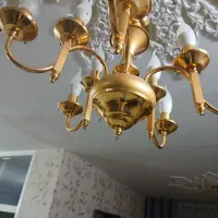 لوستر ۵ شاخه آب طلا  و برنز در حد نو