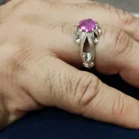 رکاب،انگشتر نقره مردانه یاقوت سرخ کار دست