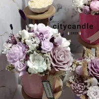 باکس گل شمع دست‌ساز با باکس فلزی