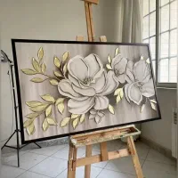 تابلو های نقاشی برجسته طرح های گل ورق طلا