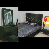 تخت دونفره رنگ سبز پولداری همراه با کفی