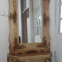 آینه کنسول سلطنتی طلایی ومیز و گلمیز  عسلی