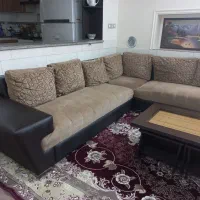 مبلL ال هشت نفره راحتی/میز و گل میزMDFویترین دار|مبلمان خانگی و میز عسلی|شیراز, باهنر|دیوار
