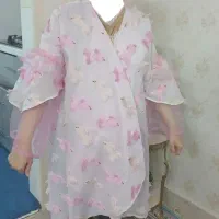 مانتو مجلسی صورتی ماهی برجسته فری سایز