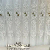 پرده پذیرایی حریر گلدوزی شده برجسته نو