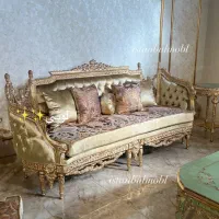 مبل لاکچری مصری کاجی ( ترکیب ورق طلا سبز درباری)