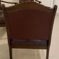 نیم ست (سه نفره) چرم و چوب گردو|مبلمان خانگی و میز عسلی|تهران, ونک|دیوار