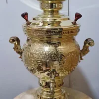 سماور برنجی زغالی ساده طرح دار آینه ۱۰ لیتری|صنایع دستی و سایر لوازم تزئینی|رباط‌کریم, شترخوار|دیوار