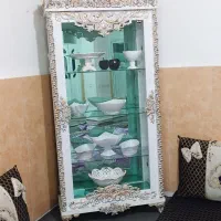 بوفه و ساعت ایستاده چوبی کاملا سالم