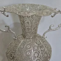 گلدان مسی آبکاری نقره|صنایع دستی و سایر لوازم تزئینی|ملایر, |دیوار